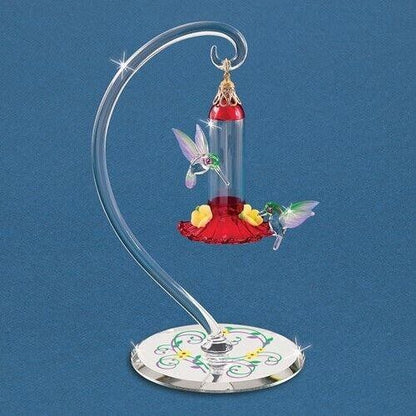 Glass Baron Hummingbirds Sweet Feeder Handcrafted Glass Figurine 5.25"