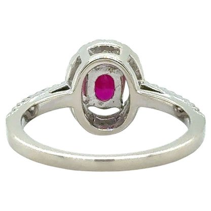 Ruby & Diamond 14k White Gold Ring 3.6g Size 6.75 (I1-3,I-K)