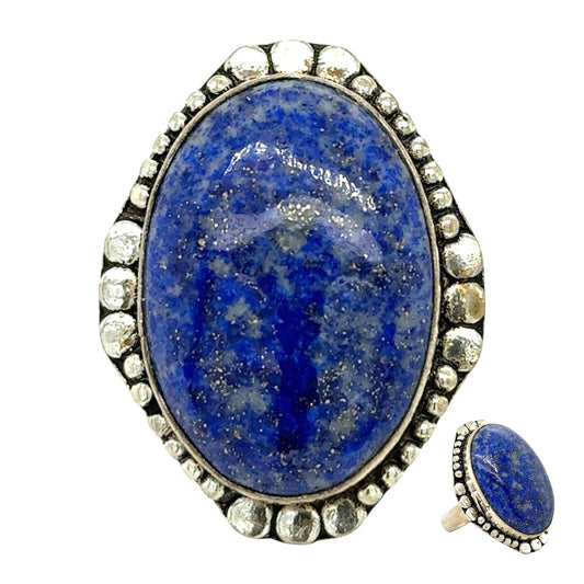 Sterling Silver Lapis Lazuli Ring Size 9.75 12.1g