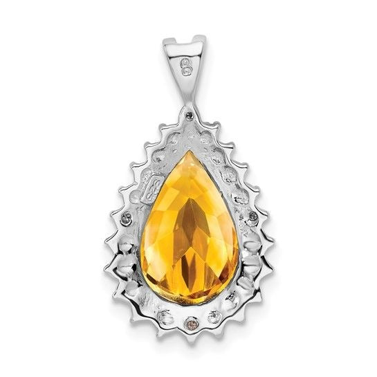 Pear-Shaped Citrine & Diamond Sterling Silver