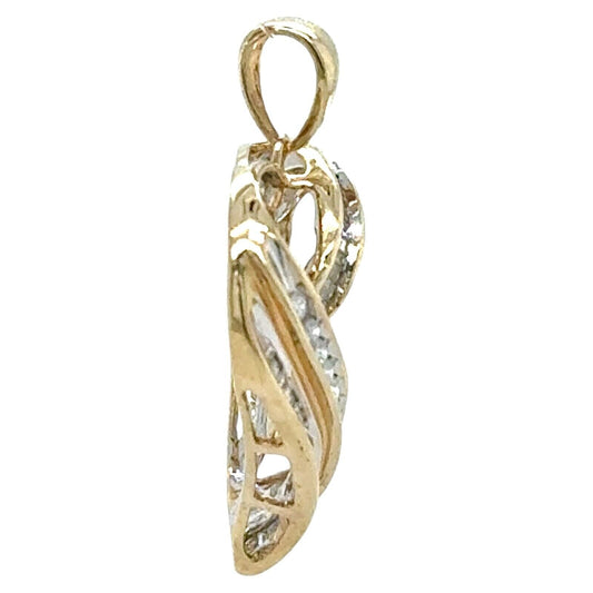 10k Yellow Gold 1ctw Diamond Heart Pendant 3.9g