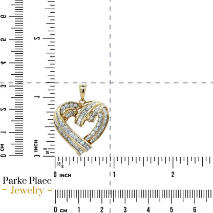 10k Yellow Gold 1ctw Diamond Heart Pendant 3.9g