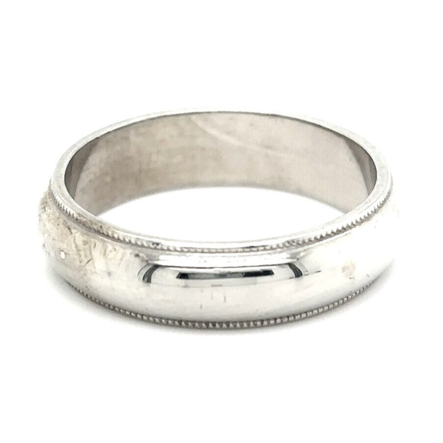 5.6mm Wedding Band Ring 14k White Gold 6.7g Size 8.75