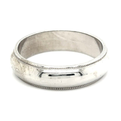 5.6mm Wedding Band Ring 14k White Gold 6.7g Size 8.75