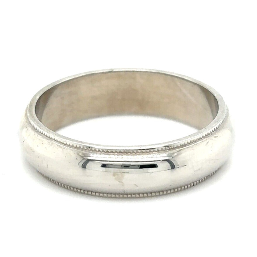 5.6mm Wedding Band Ring 14k White Gold 6.7g Size 8.75