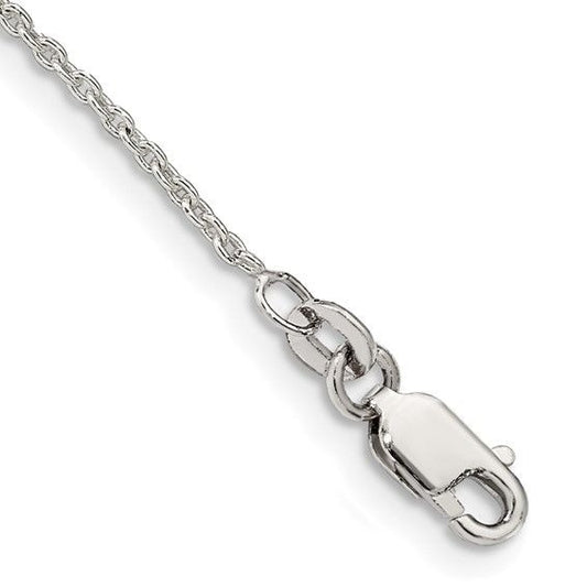 Sterling Silver 925 Cable Chain Anklet 10" Length Lobster Claw Clasp