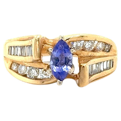 Tanzanite & Diamonds 14k Yellow Gold Ring 6.6g Size 6.5