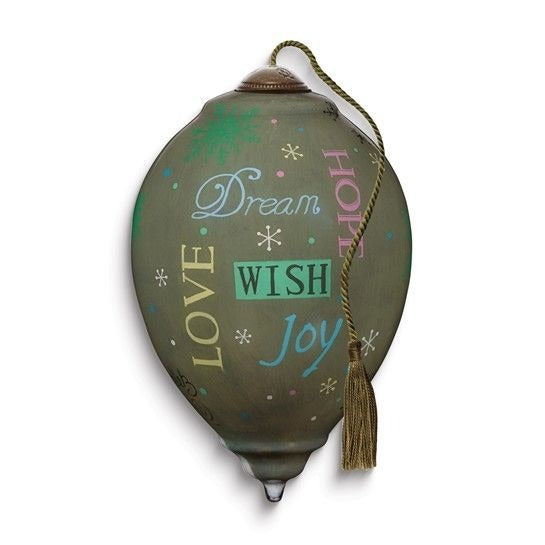 Neqwa Art Hope Joy Love Dream by Helz Cuppleditch Hand-painted Glass Ornament