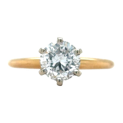 14k Yellow Gold 0.98 ctw Diamond Solitaire Size 5.75 Engagement Ring 2.0g