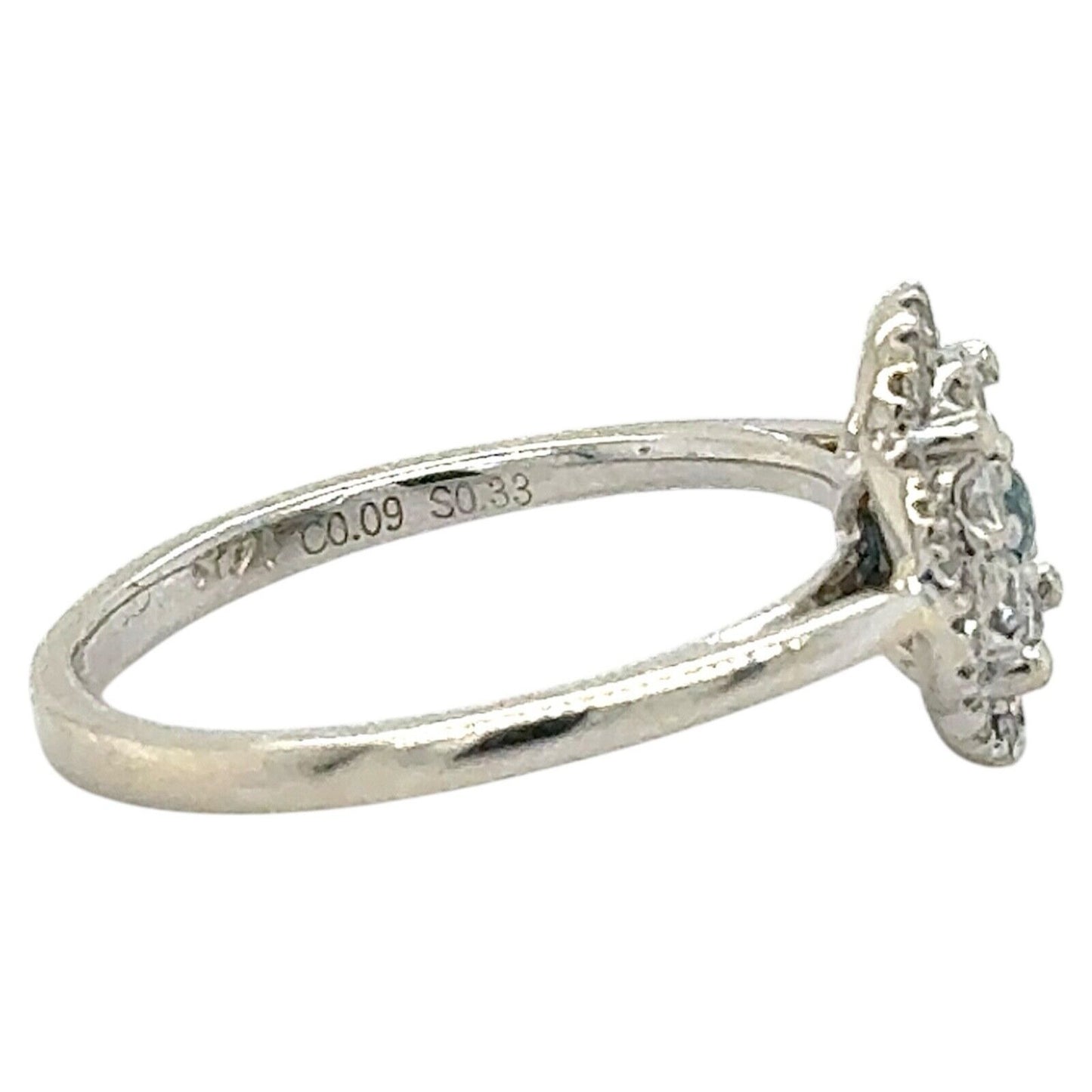 14K White Gold Blue & White Diamond 1/4ctw Halo Ring Size 5.5