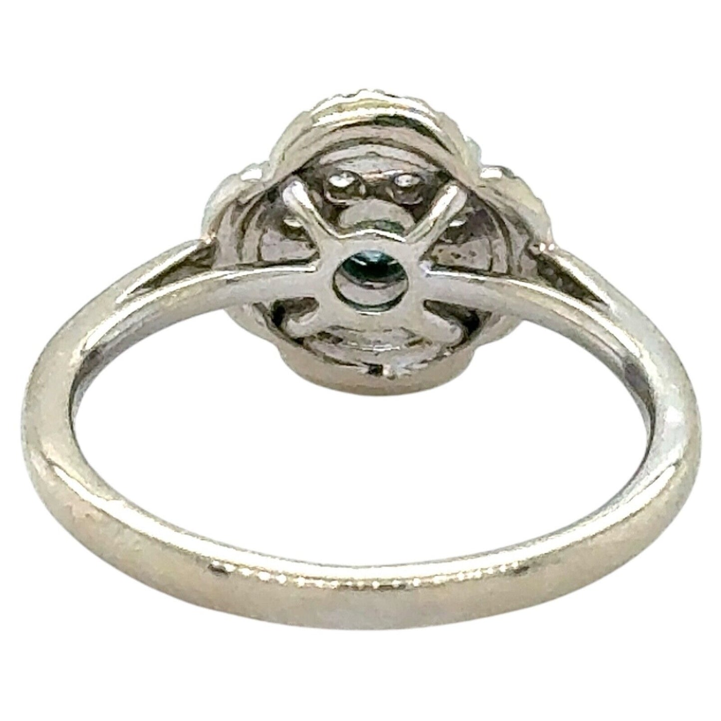 14K White Gold Blue & White Diamond 1/4ctw Halo Ring Size 5.5