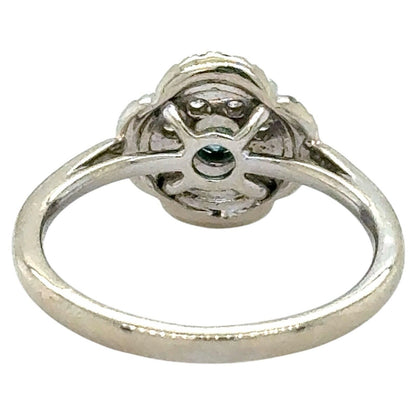 14K White Gold Blue & White Diamond 1/4ctw Halo Ring Size 5.5