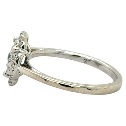 14K White Gold Blue & White Diamond 1/4ctw Halo Ring Size 5.5