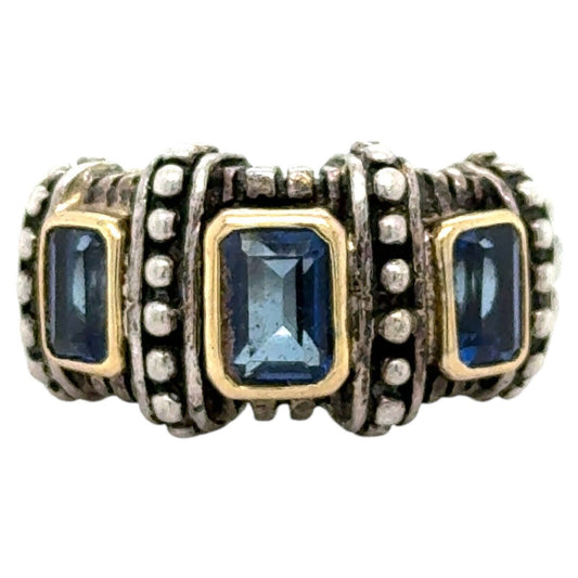 Sterling Silver & 14K Yellow Gold 10.3g Iolite Ring  Size 10.25