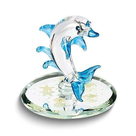 Glass Baron Blue Dolphin Handcrafted Glass Figurine