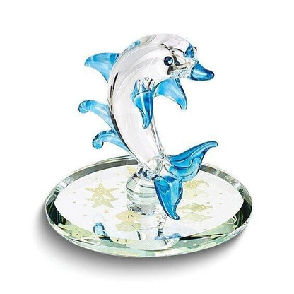 Glass Baron Blue Dolphin Handcrafted Glass Figurine