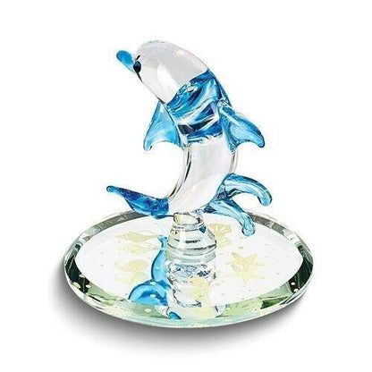 Glass Baron Blue Dolphin Handcrafted Glass Figurine