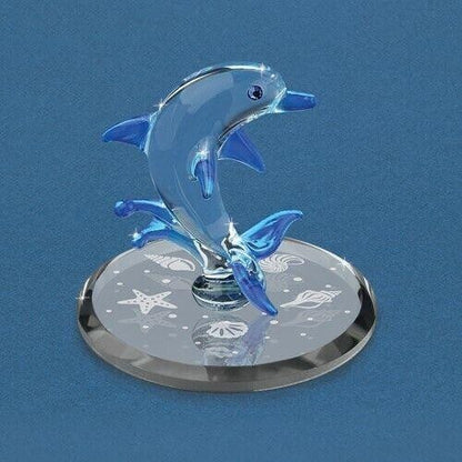 Glass Baron Blue Dolphin Handcrafted Glass Figurine