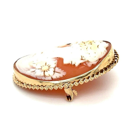 Vintage Cameo Pin Brooch Pendant 10K Yellow Gold 5.9g