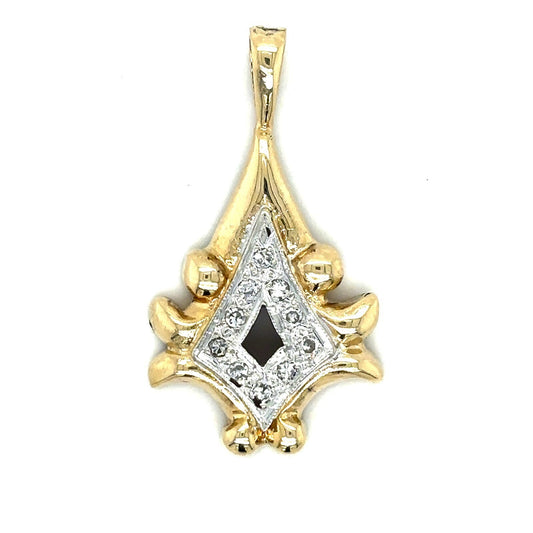 Vintage .10ct Diamond Pendant Real Solid 14k Yellow Gold 4.1g