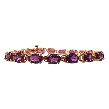 Amethyst 10k Yellow Gold 7.25" Tennis Bracelet 8g