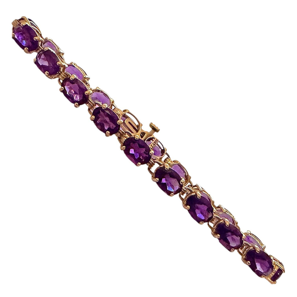 Amethyst 10k Yellow Gold 7.25" Tennis Bracelet 8g