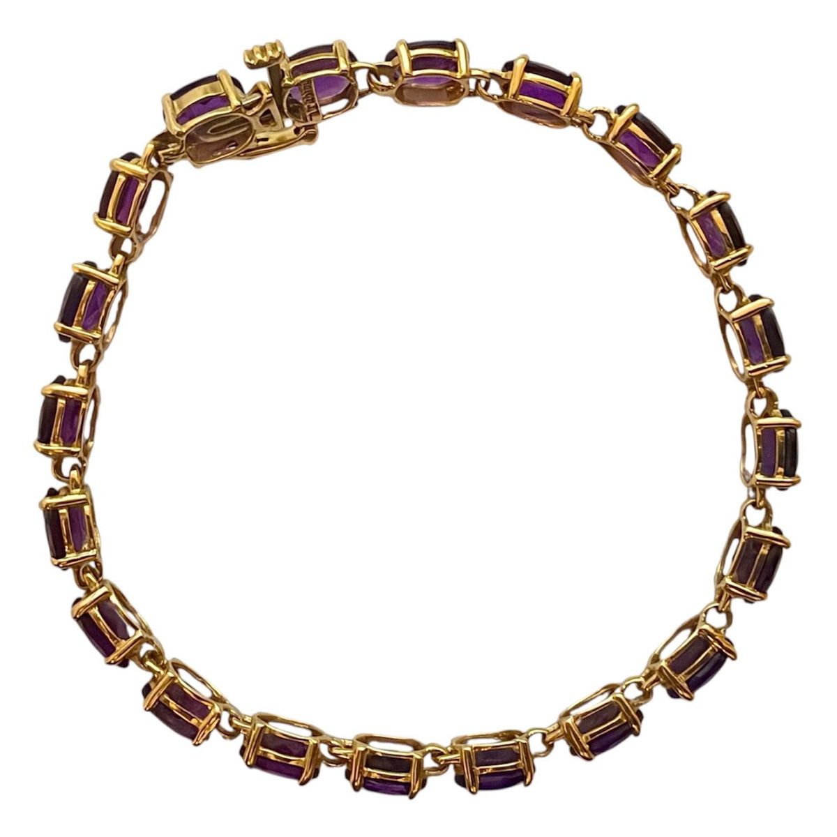 Amethyst 10k Yellow Gold 7.25" Tennis Bracelet 8g