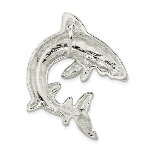 Sterling Silver Polished and Textured Shark Chain Slide Pendant
