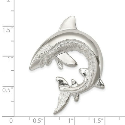 Sterling Silver Polished and Textured Shark Chain Slide Pendant