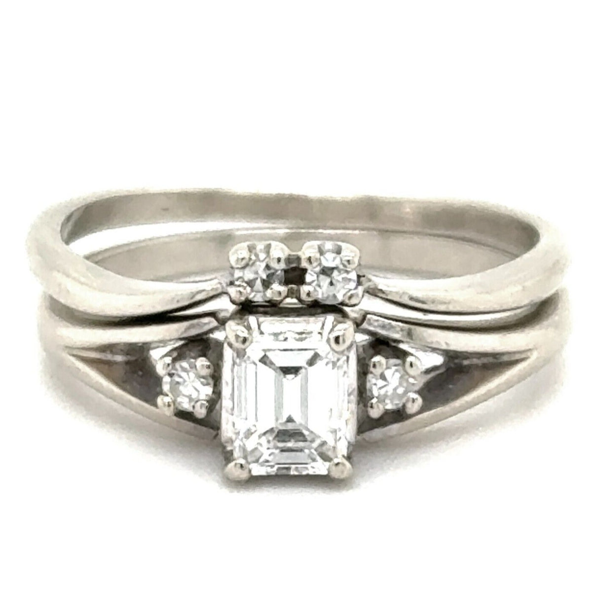 1/3+ ctw Diamond Bridal Wedding Ring Set 14k White Gold 4.1g Size 7