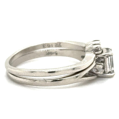 1/3+ ctw Diamond Bridal Wedding Ring Set 14k White Gold 4.1g Size 7
