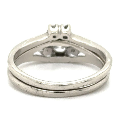 1/3+ ctw Diamond Bridal Wedding Ring Set 14k White Gold 4.1g Size 7