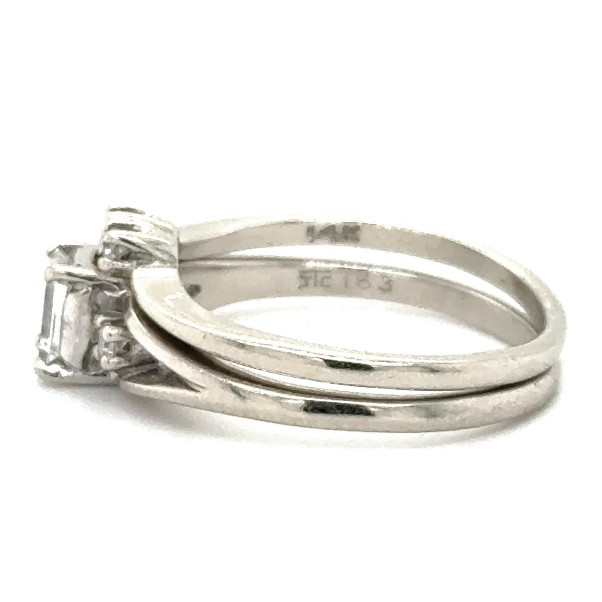 1/3+ ctw Diamond Bridal Wedding Ring Set 14k White Gold 4.1g Size 7