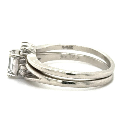 1/3+ ctw Diamond Bridal Wedding Ring Set 14k White Gold 4.1g Size 7