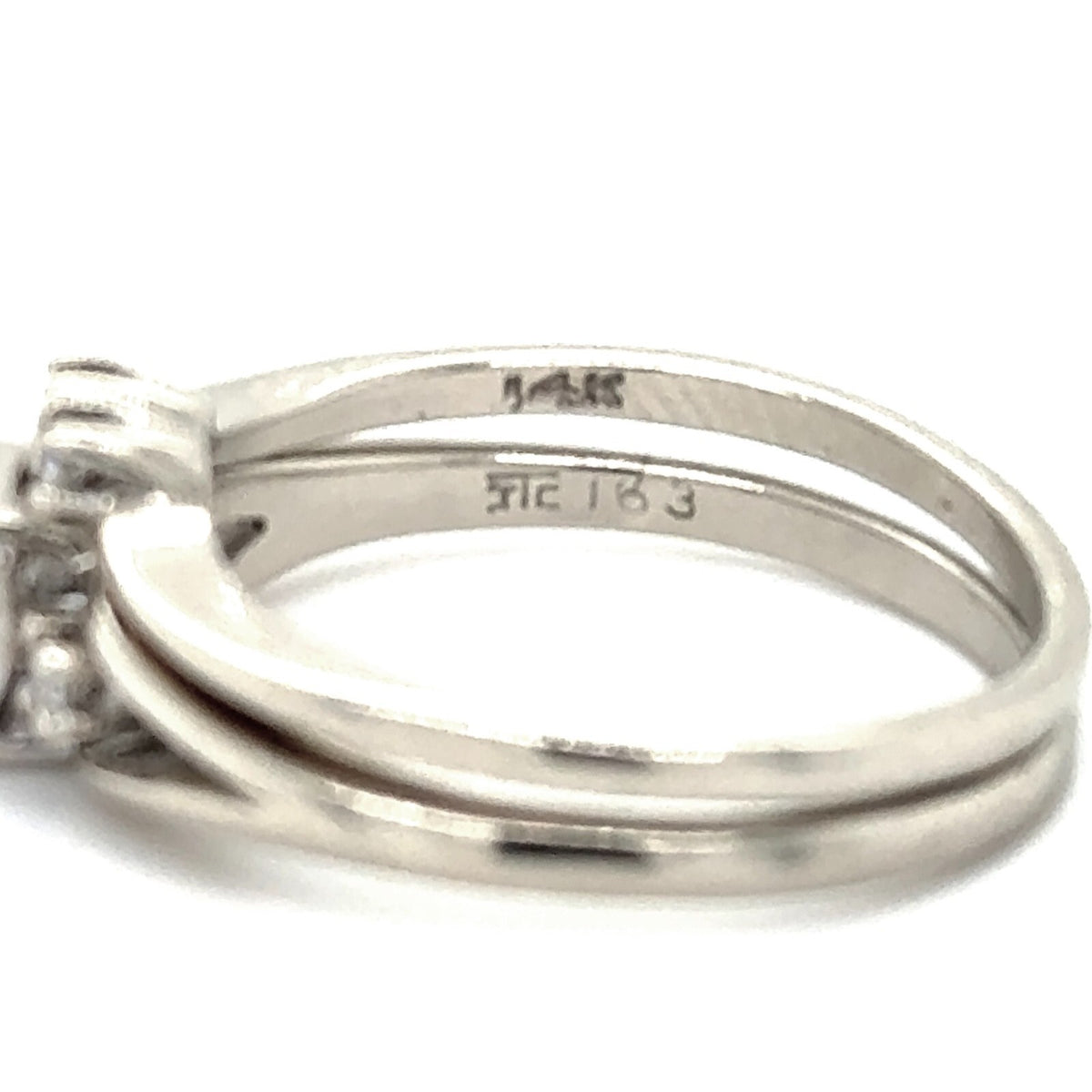 1/3+ ctw Diamond Bridal Wedding Ring Set 14k White Gold 4.1g Size 7