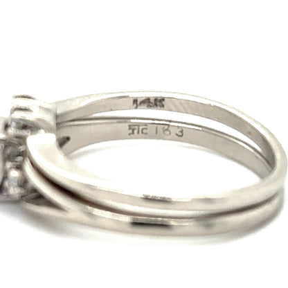 1/3+ ctw Diamond Bridal Wedding Ring Set 14k White Gold 4.1g Size 7