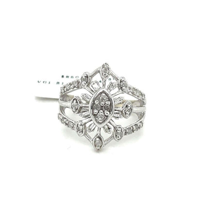 1/2 ct Diamond Cluster Cocktail Ring 10k White Gold 5.1 g Size 8
