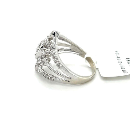 1/2 ct Diamond Cluster Cocktail Ring 10k White Gold 5.1 g Size 8