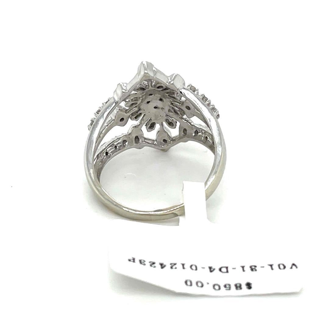 1/2 ct Diamond Cluster Cocktail Ring 10k White Gold 5.1 g Size 8