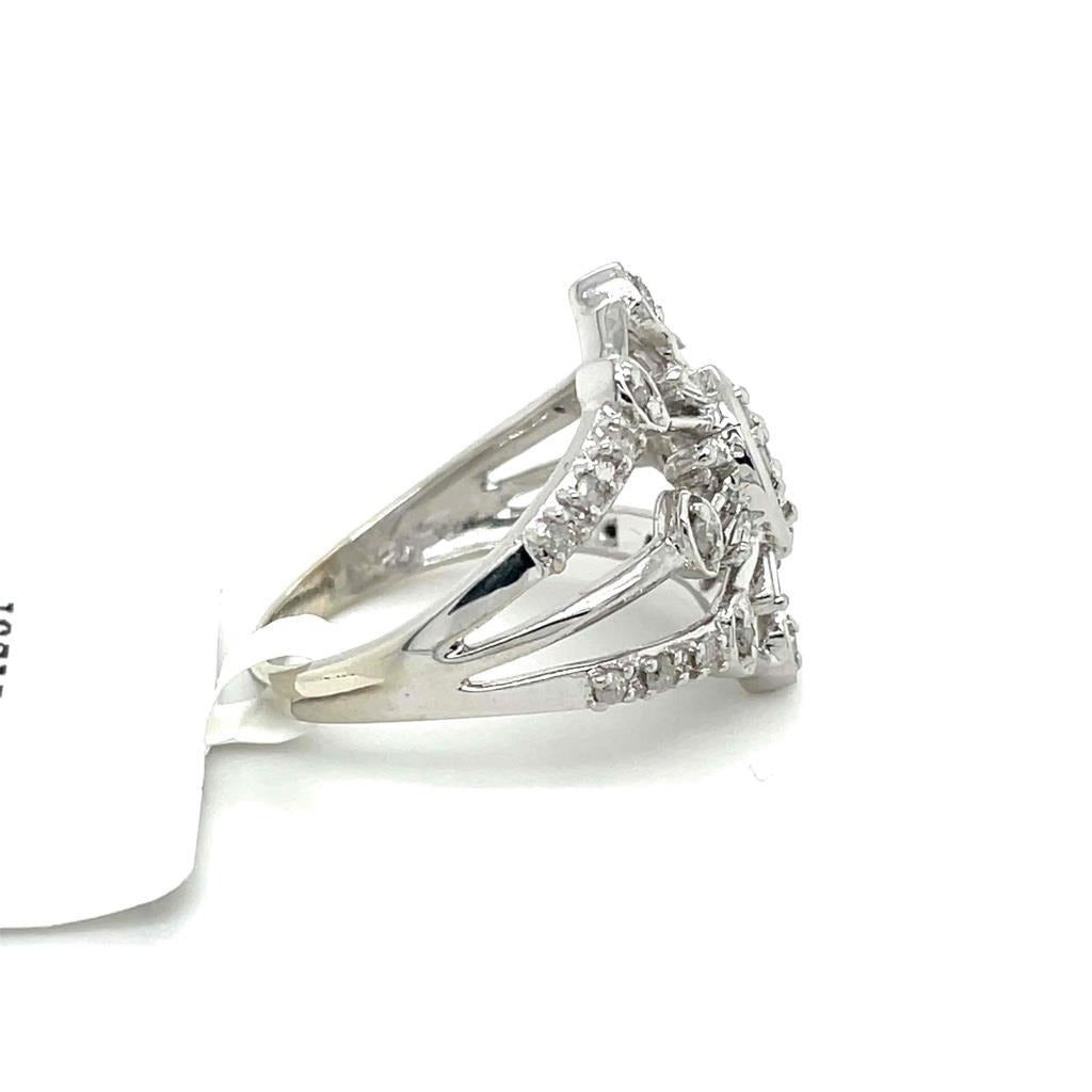 1/2 ct Diamond Cluster Cocktail Ring 10k White Gold 5.1 g Size 8