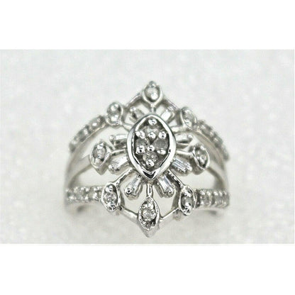 1/2 ct Diamond Cluster Cocktail Ring 10k White Gold 5.1 g Size 8