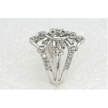 1/2 ct Diamond Cluster Cocktail Ring 10k White Gold 5.1 g Size 8