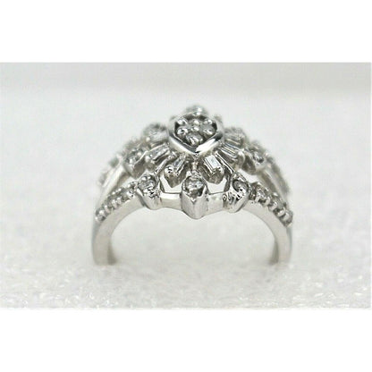 1/2 ct Diamond Cluster Cocktail Ring 10k White Gold 5.1 g Size 8