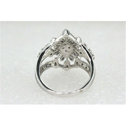 1/2 ct Diamond Cluster Cocktail Ring 10k White Gold 5.1 g Size 8