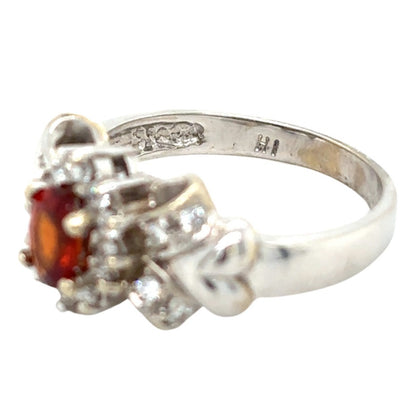 Spessarite Garnet & Diamond 14k White Gold Ring 4.3g Size 6.5