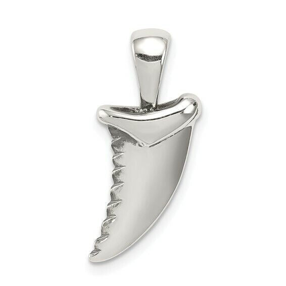 Sterling Silver Polished Shark Tooth Pendant 925