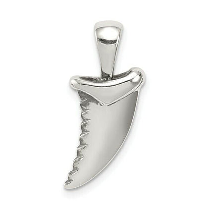 Sterling Silver Polished Shark Tooth Pendant 925