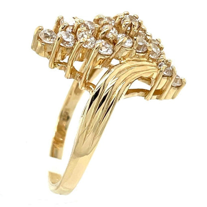 14K Yellow Gold Cubic Zirconia Cluster Ring Size 6.75 5.7g