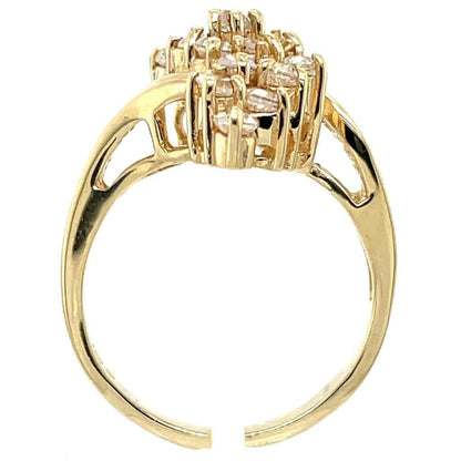 14K Yellow Gold Cubic Zirconia Cluster Ring Size 6.75 5.7g