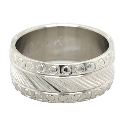 6.9 mm Etched Wedding Band 14k White Gold 5.0g Size 4.5